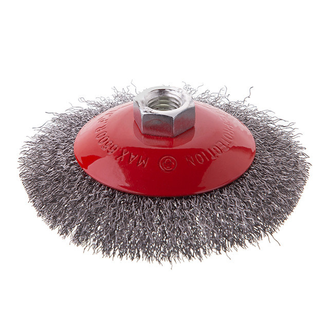 Щітка конусна, 115 мм, M14, кручений дріт, для КШМ, 12500 об/хв INTERTOOL BT-5115 Київ - фото 1