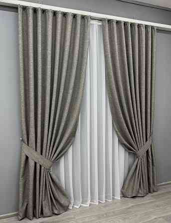 Комплект готовых штор VR-Textil Лен ALORA-TON № 1871ш Серый 100х270см 2 шт (31-932) Киев