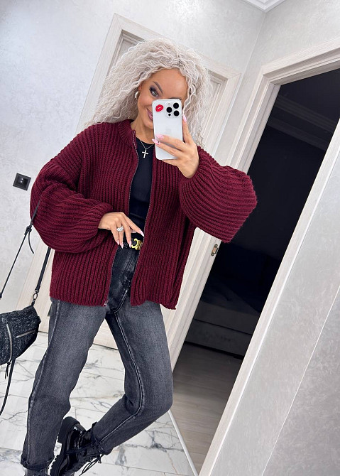 Кардиган вязаный с капюшоном на молнии толстовка Киев - изображение 6