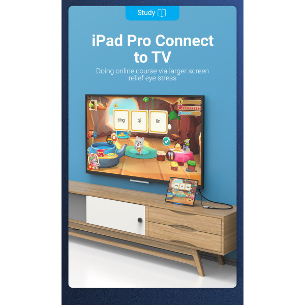 Перехідник USB3.1 Type-C --> HDMI (F), 4K 30HZ, кабель 0.15м, Vention (TDEHB) Київ - фото 4