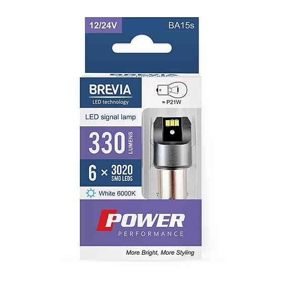 LED автолампа Brevia Power P21W 330Lm 6x3020SMD 12/24V CANbus, 2шт Киев