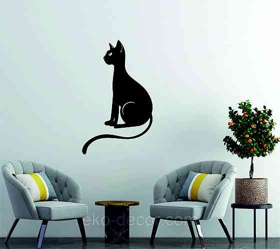 Декоративное настенное 3D Панно «Кот» Декор на стену с объемом 110*67 см, Черный Киев