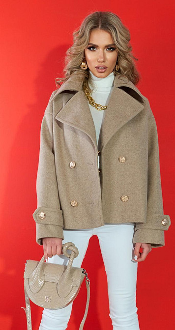 Укорочене пальто з красивим коміром (42) Київ - фото 1