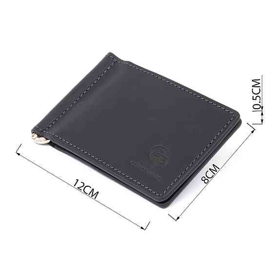 Стильный зажим для денег без застежки GRANDE PELLE 11294 Черный Киев