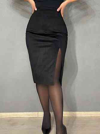 Спідниця жіноча Gritana 125 з розрізом міді пряма під замшу чорна, чорний, S Київ