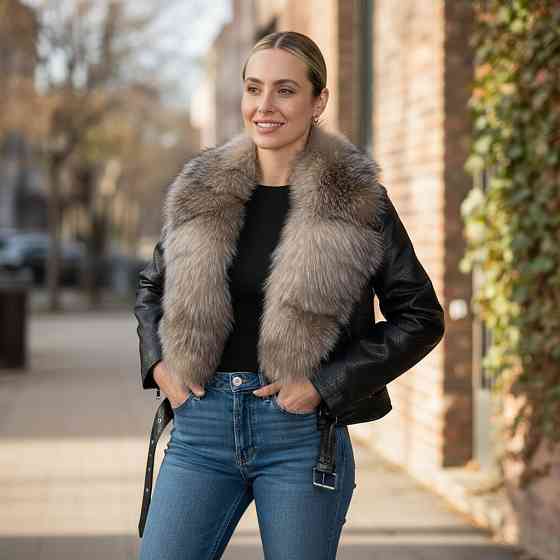 Косуха куртка женская с мехом Чернобурка 46 Харьков