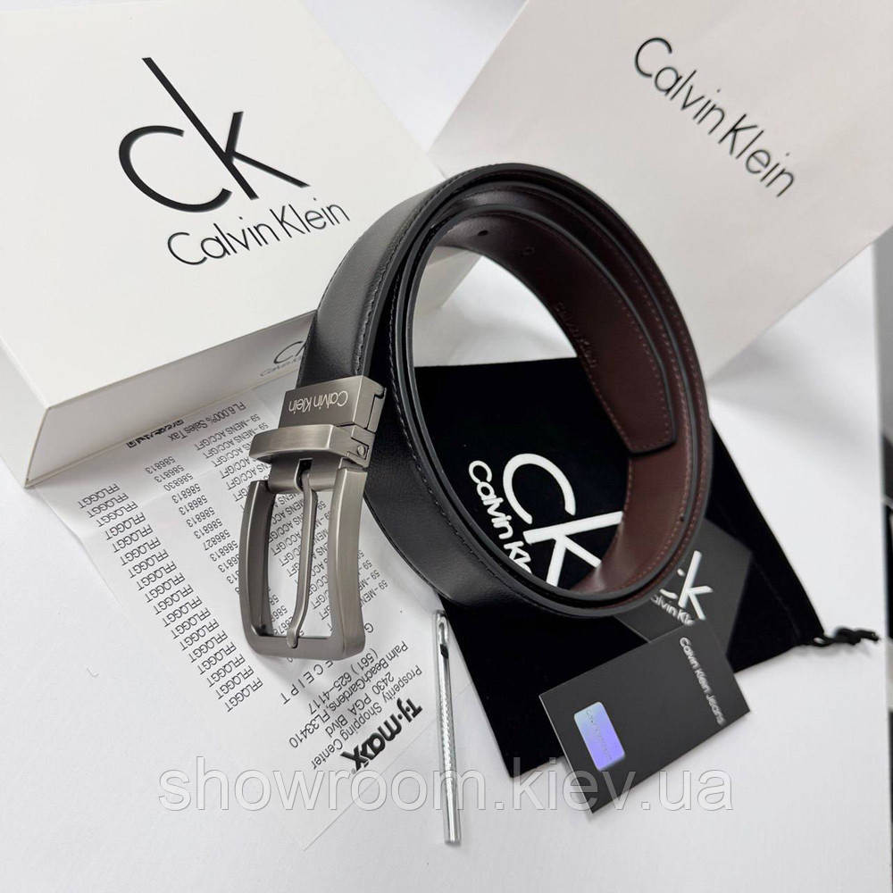 Двусторонний кожаный ремень в подарочной упаковке (450) черный/коричневый Киев - изображение 3