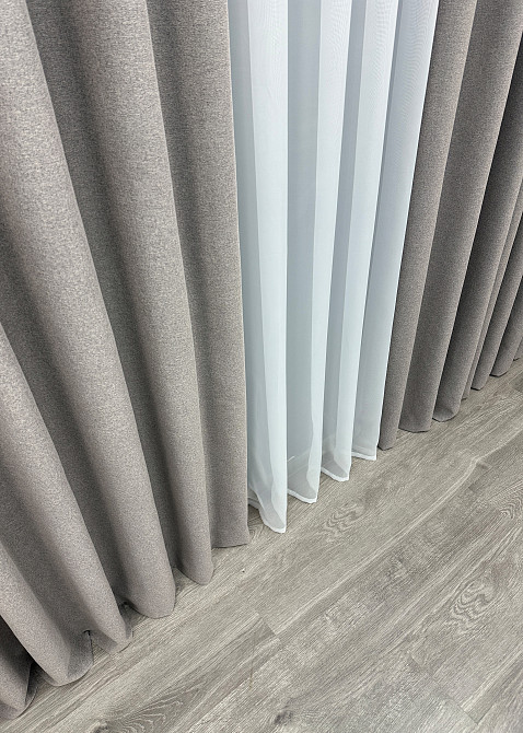 Преміум шторна тканина blackout 100%, двостороння, колекція “ASHEN NIGHT” колір кавово-сірий 1848ш Київ - фото 7