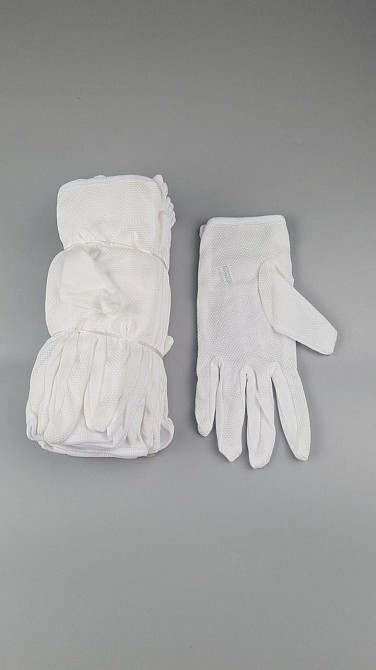 Господарські рукавички білі бавовняні з мікроточкою офіціанта ювеліра (9) (1 пар) Харків - фото 1