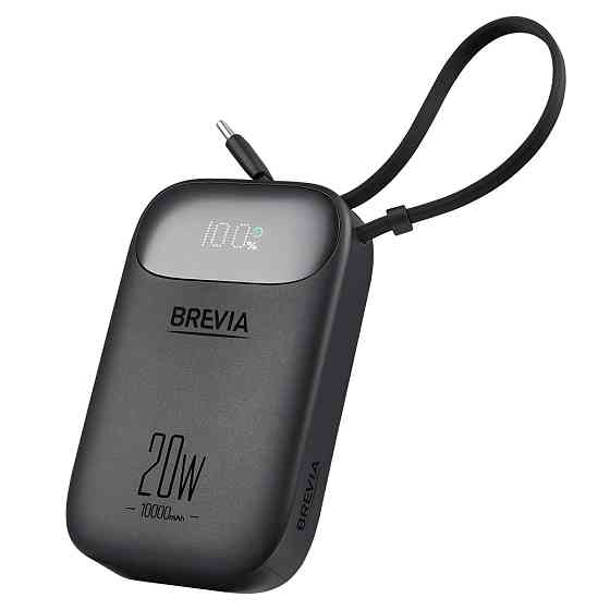 Повербанк (Power Bank) Brevia ePower 10000mAh PD20W CompactMini LCD черный + кабель Львов
