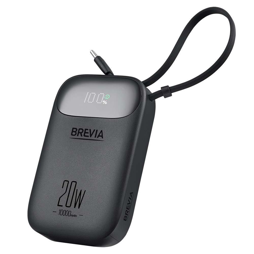 Повербанк (Power Bank) Brevia ePower 10000mAh PD20W CompactMini LCD черный + кабель Львов - изображение 1