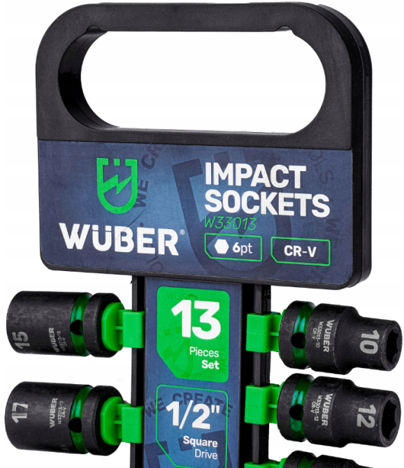 Набір ударних торцевих головок 1/2" 10-32мм 13шт. Wuber (Польща) Київ - фото 3