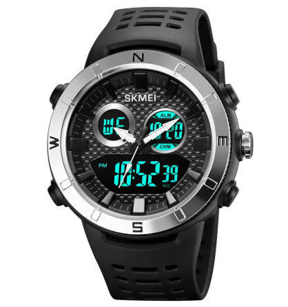 Часы мужские наручные спортивные Skmei 2014 (Черный с серебристым) Киев