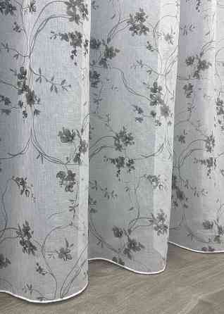 Тюль батист, колекція «Flora» колір білий з сірим принтом 1535т Київ