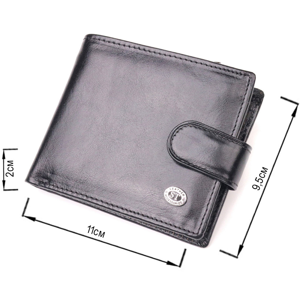 Надійний чоловічий гаманець із натуральної гладкої шкіри ST Leather 19408 Чорний Київ - фото 9