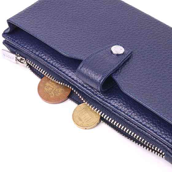 Стильный вертикальный бумажник из натуральной кожи KARYA 21423 Синий Киев