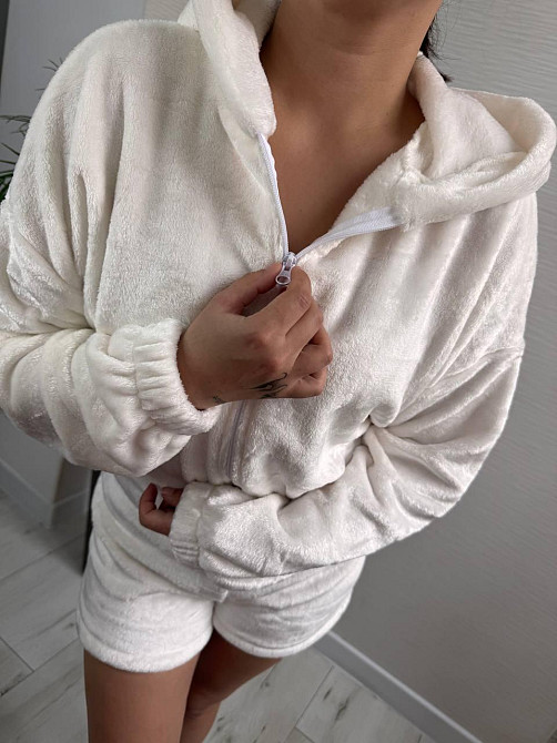 Женская теплая повседневная махровая пижама плотная двухсторонняя махра Одесса - изображение 1