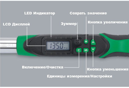 Моментний цифровий ключ TOPTUL 10-200Нм (двосторонньої дії) 1/2" DT-200I4 Одеса - фото 2