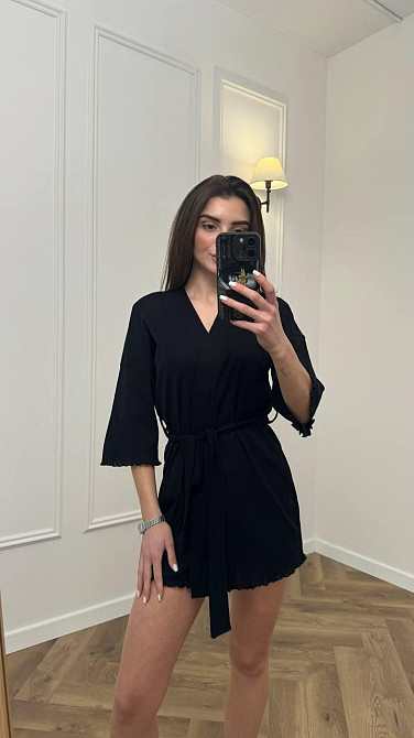 Домашний халат из трикотажа бамбук Черный XL/2XL Харьков - изображение 1