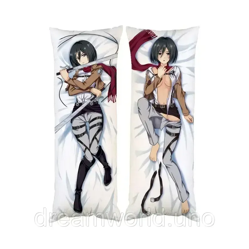 Подушка дакімакура Мікаса Атака титанів серед порожнечі декоративна подушка для обіймання двостороння 60х200 Харків - фото 1