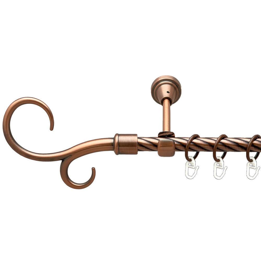 Карниз Orvit Гак Подвійний металевий однорядний відкритий скручена труба кільце металеве Мідь 16 мм 300 см Львов - изображение 1