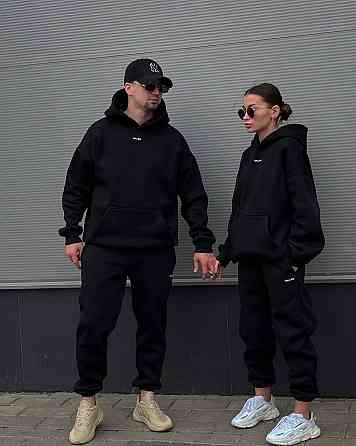 Женский теплый повседневный спортивный костюм. Черный, 46/48 Одесса