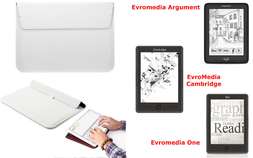 Чехол-конверт VitoCase для Evromedia Argument, Cambridge, One, с функцией подставки для книги Белый Киев - изображение 1
