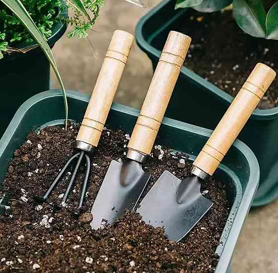 Мини-набор садовых инструментов 3 шт черный Киев