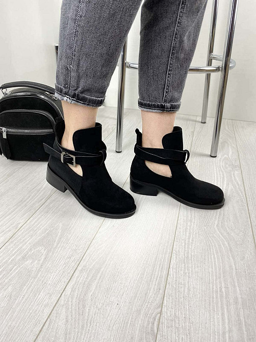 Черевики жіночі ANDNNON 805 чорні (весна-осінь, еко-замша) (1189) лише 37р.38р. 38 Коломыя - изображение 1