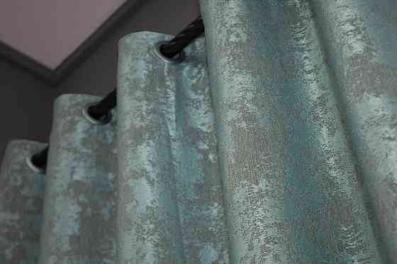 Комплект штор на люверсах VR-Textil Жакард Sultan XO № 1148ш Бірюзово-сірий 150х250 см 2 шт (37-0093) Київ