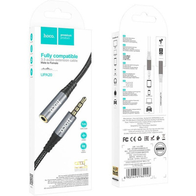 Кабель мультимедійний 3.5mm M to 3.5mm F 2.0m Gray HOCO (6931474762160) Вінниця - фото 8