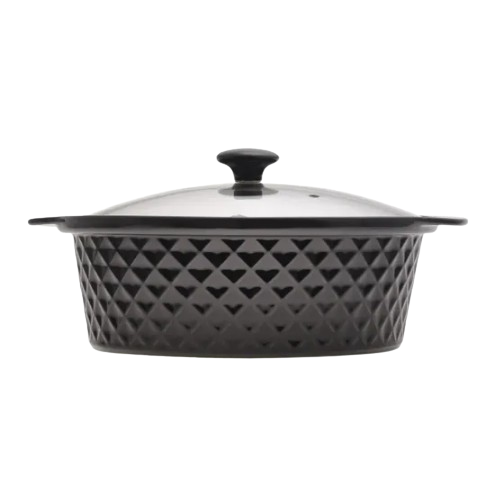 Марміт круглий 3,5л 33см кераміка скляна кришка + метал.підставка чорний 6427 KAMILLE Житомир - фото 8