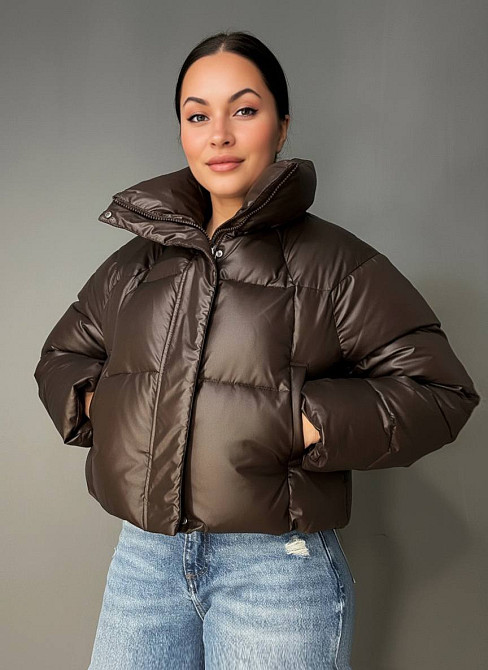 Куртка жіноча Lady Yep 30083 пуффер коротка глянцева коричнева, коричневий, M Київ - фото 5