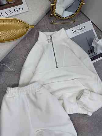 Женский теплый прогулочный костюм двойка из двухстороннего флиса Молочный, 48/52 Одесса