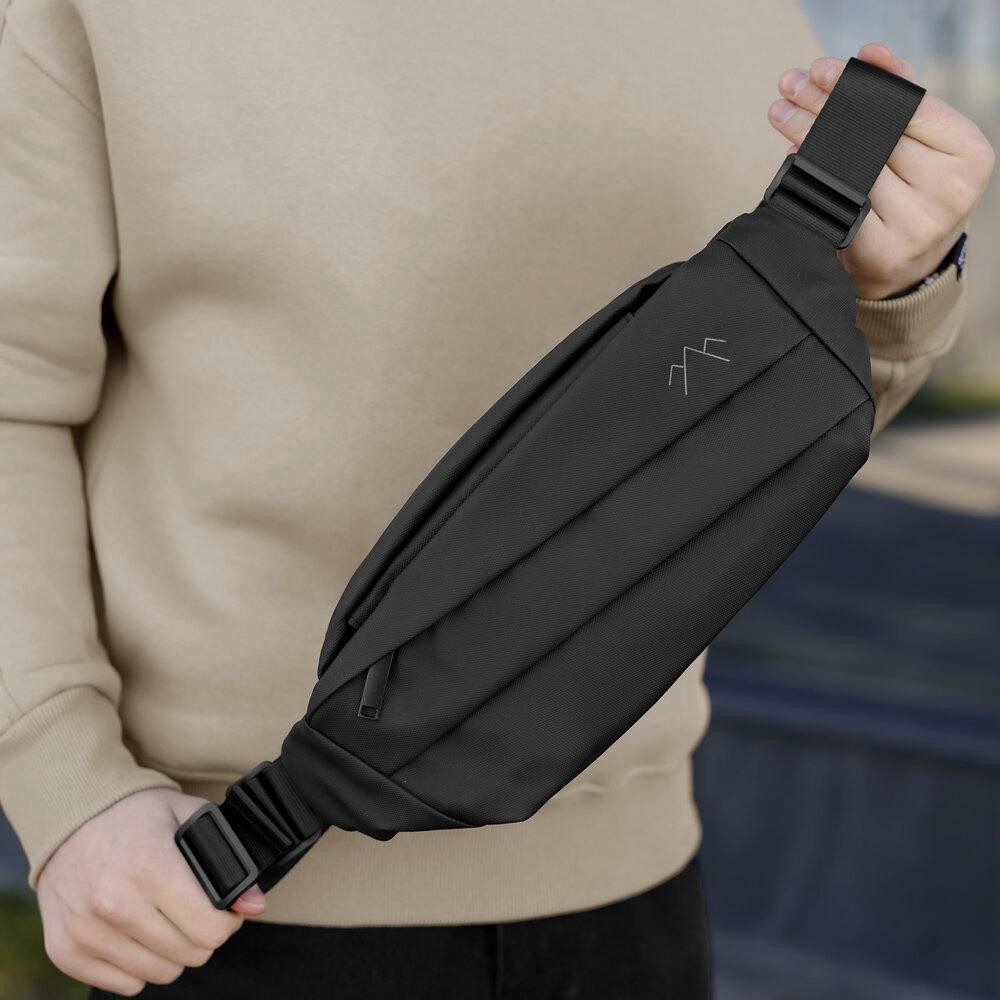 Чоловіча бананка нейлонова сумка чорна Pobedov Just Київ - фото 2