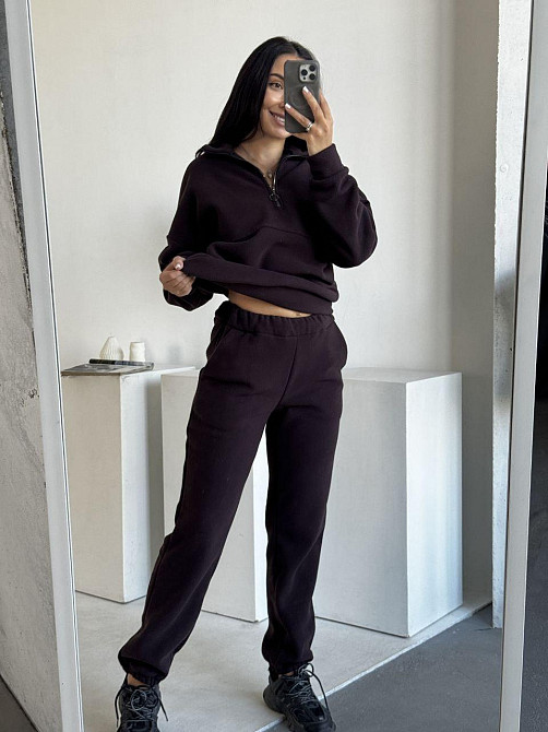 Женский теплый костюм двойка: кофта и штаны из турецкого флиса Шоколад, 42/44 Одесса - изображение 4