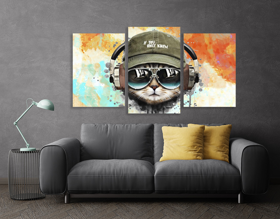 Модульная картина в гостиную / спальню Музичний кіт Art-627_3 Киев - изображение 3