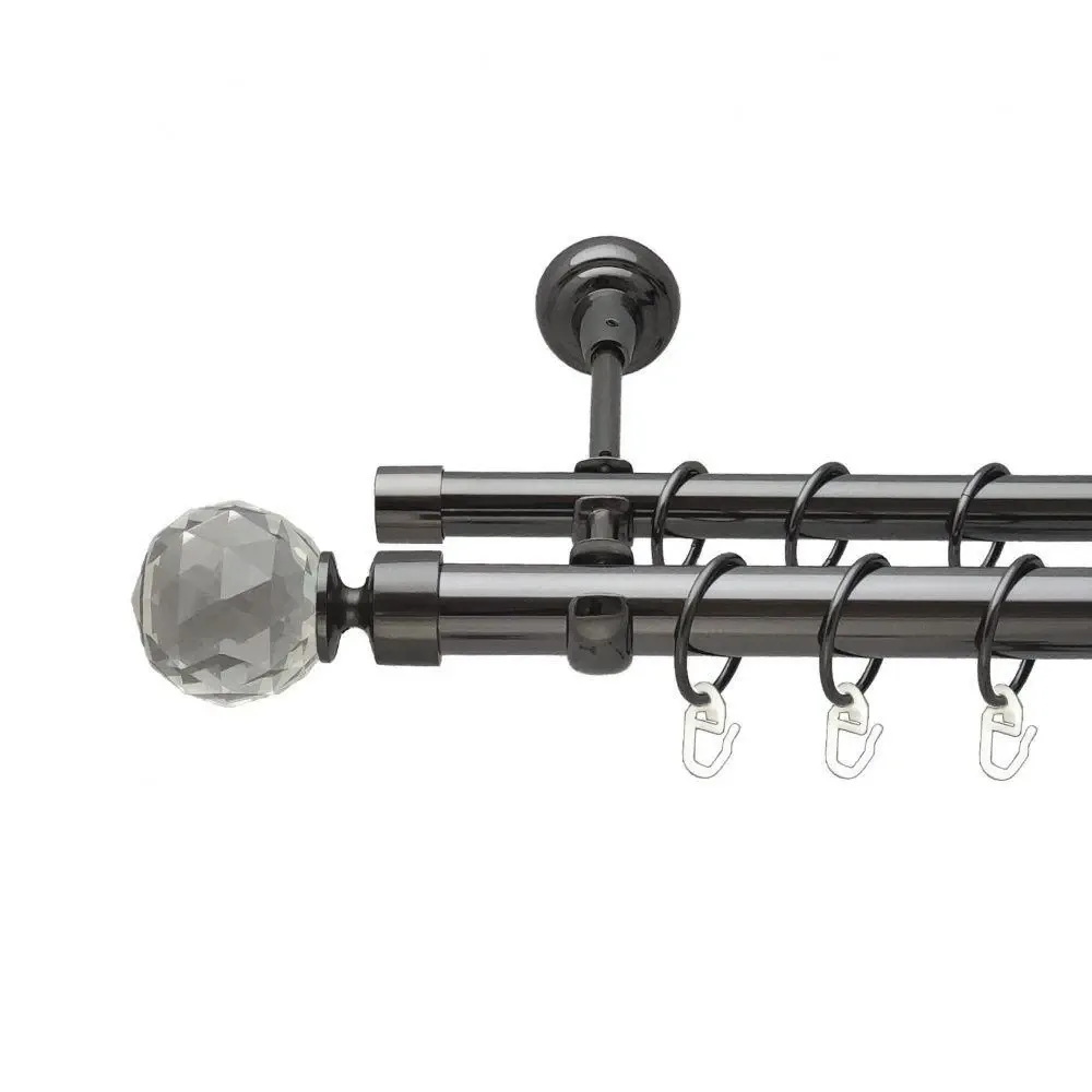 Карниз Orvit Люміера металевий дворядний відкритий гладка труба кільце металеве Онікс 25\16 мм 240 см Львов - изображение 1