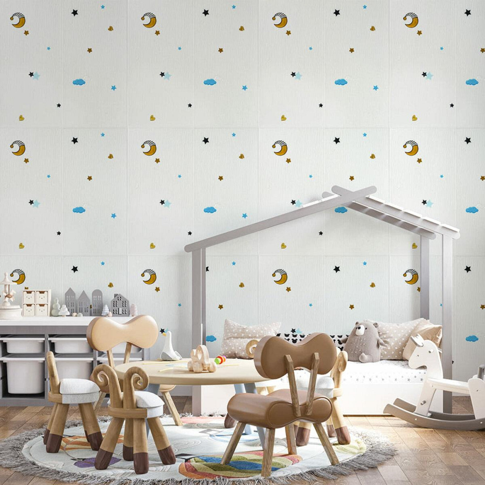 Декоративна 3D панель Зірки та місяць на білому фоні Київ - фото 7