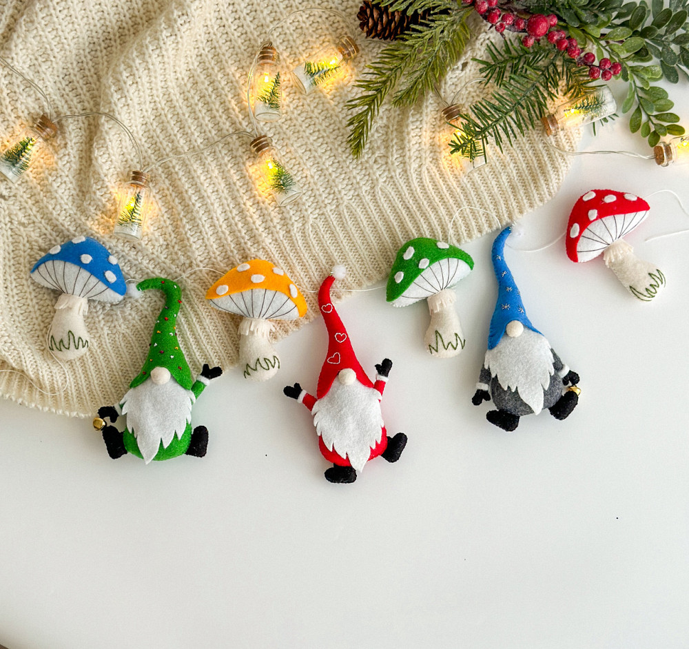 Новорічна ялинкова прикраса з фетру ручної роботи - Мухомор Київ - фото 5