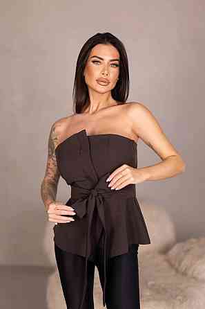 Женский стильный привлекательный корсет из плотной ткани креп костюмка Шоколад, 42 Одесса