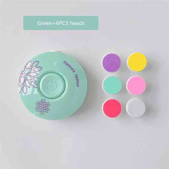 Дитячий тример Sindax для нігтів з 6 шліфувальними головками (Зелений) Николаев