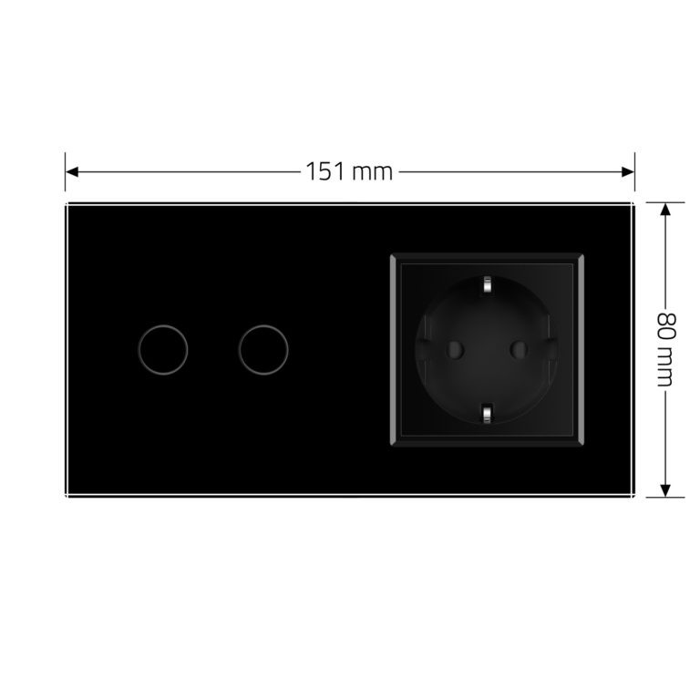 Розумний сенсорний EC вимикач 2 сенсора 1 розетка LIVOLO чорний матове скло Коломия - фото 6