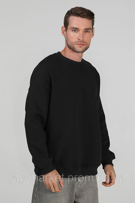 Свитшот оверсайз утепленный RAY OVERSIZE мужской черный (U0304M-Black) 2XL-3XL, Демисезонная, Трехнитка с начесом (на флисе) Киев - изображение 2