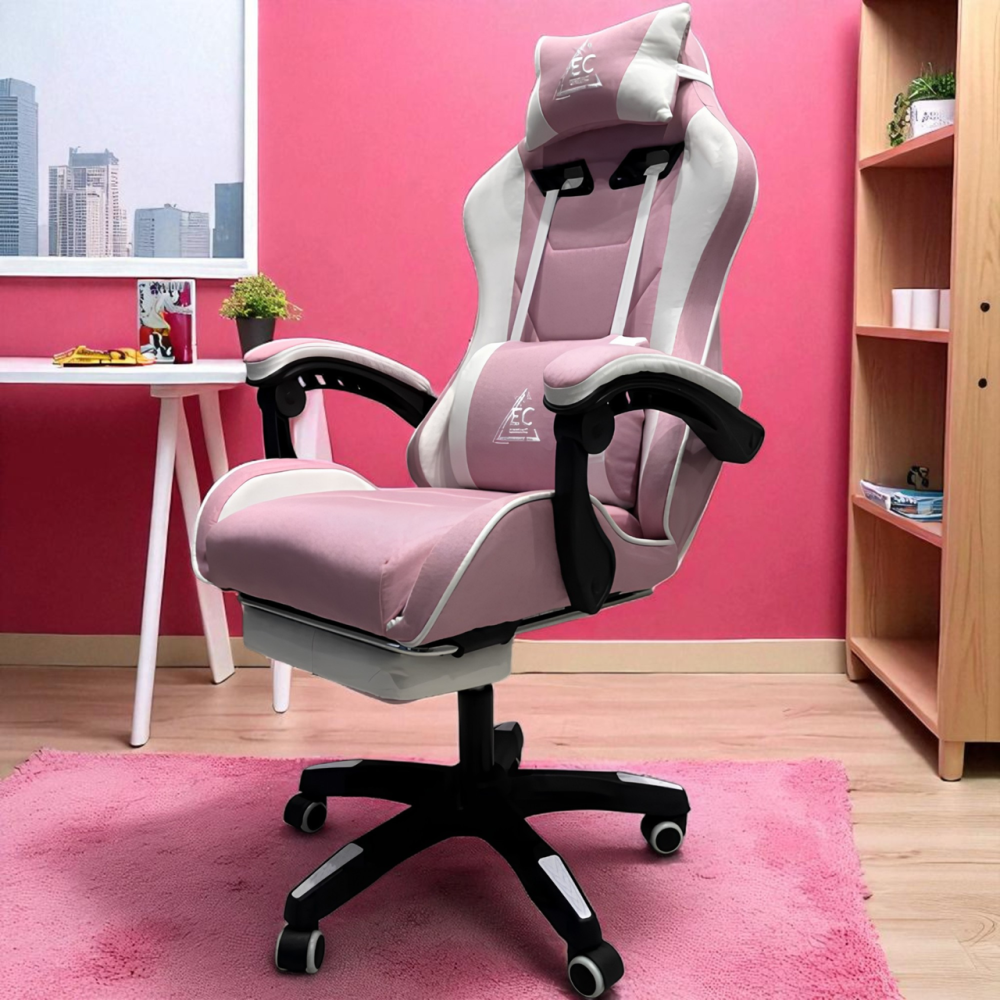 Ігрове комп'ютерне гей мерське крісло з масаже ром і підставкою для ніг крісло рожеве ортопедичне посилене мягке Львів - фото 7