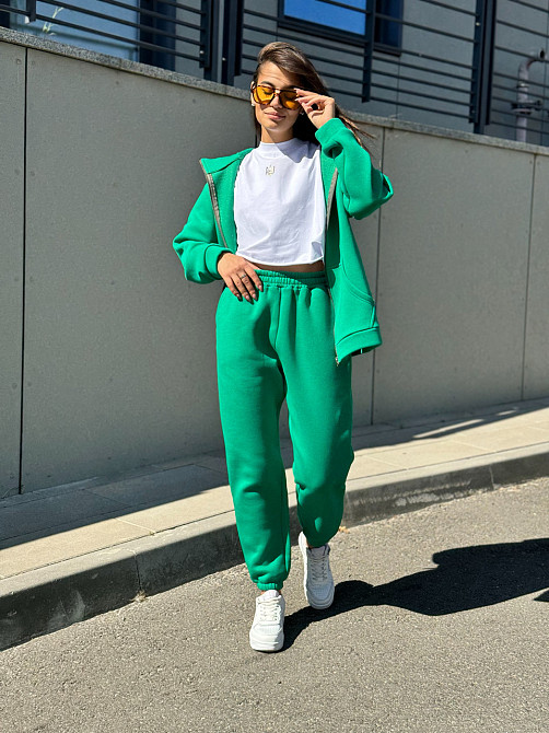 Флисовый женский спортивный костюм Зелёный 42/44 Харьков - изображение 3