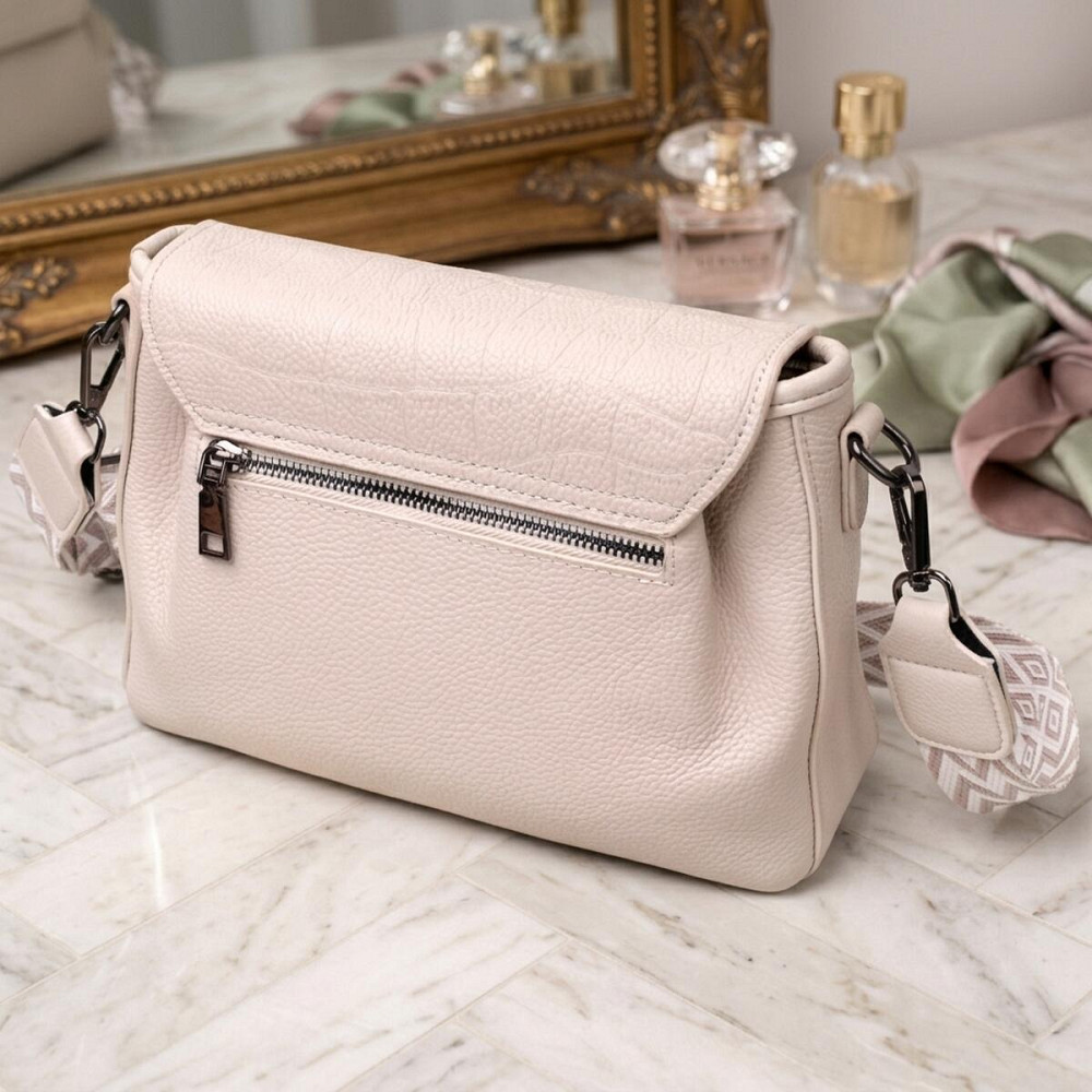 Дивовижна жіноча сумка з натуральної шкіри Vintage 22331 Біла Київ - фото 13