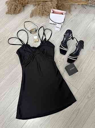 Жіноча стильна романтична сукня-комбінація дабл армані+мереживо Чорний, 46/48 Одеса