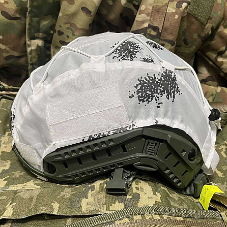 Кавер (чохол) на шолом каску Fast з панелями Векро Білий Вінниця - фото 3