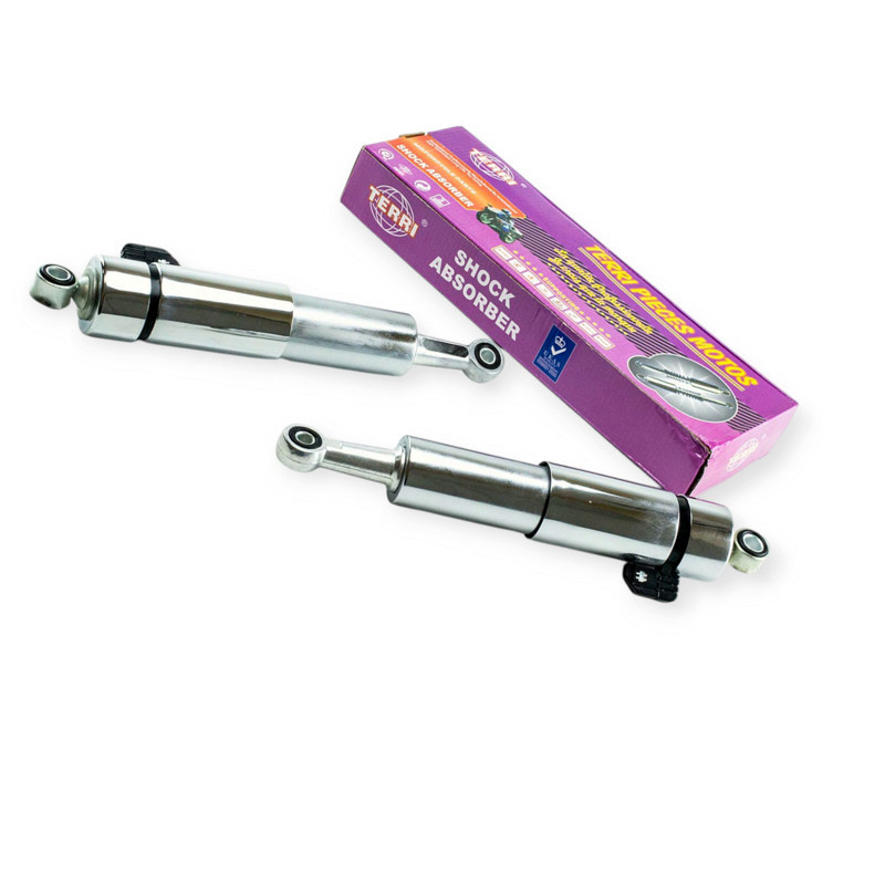 Амортизатор мопед Дельта , мотоцикл Минск 340мм регулируемые с переключателем на 1-2 чел (хром) (пара) задний Мукачево - изображение 1